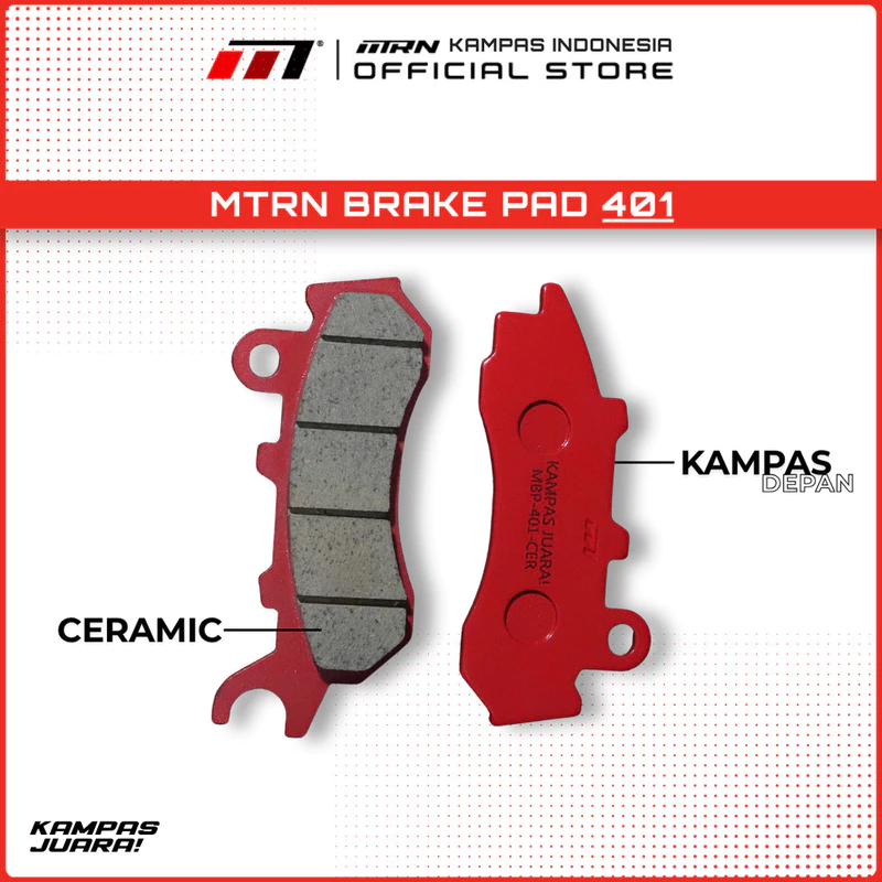 Kampas rem MTRN 401 ceramic untuk PCX 150/160, ADV 150/160, Vario 160 (CBS)